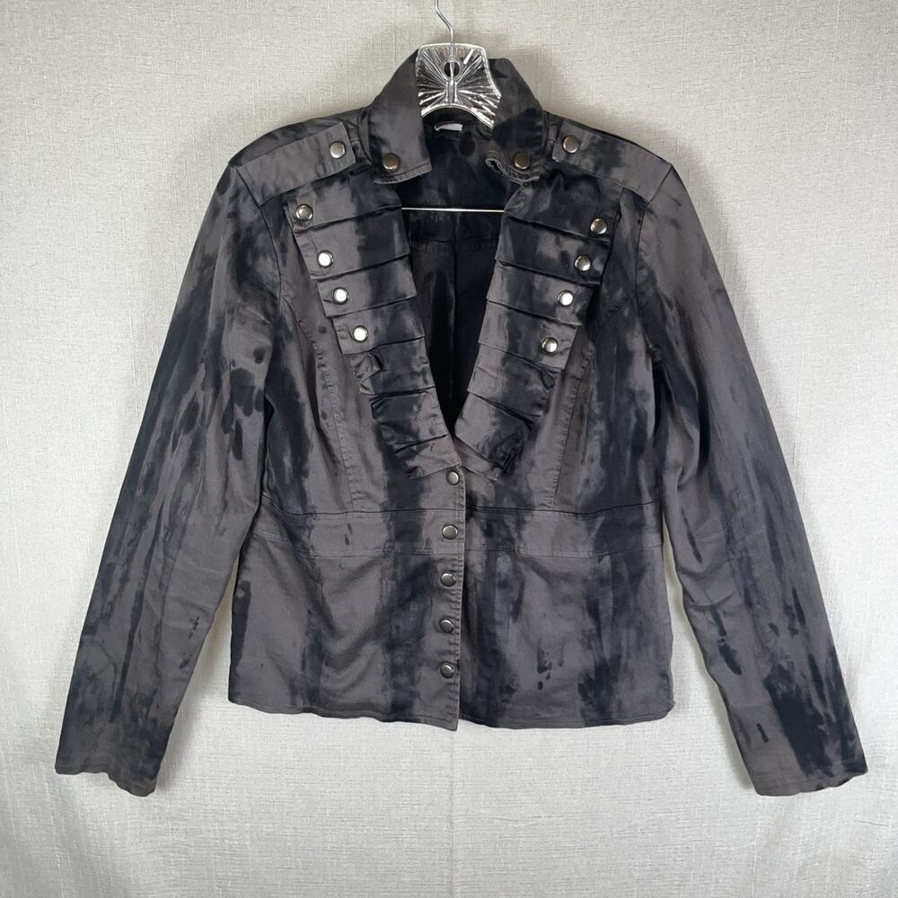 SWEET LOVE Hot Topic Punk Rock Tie Dye Jacket Womens Gray Black Studded Size S
